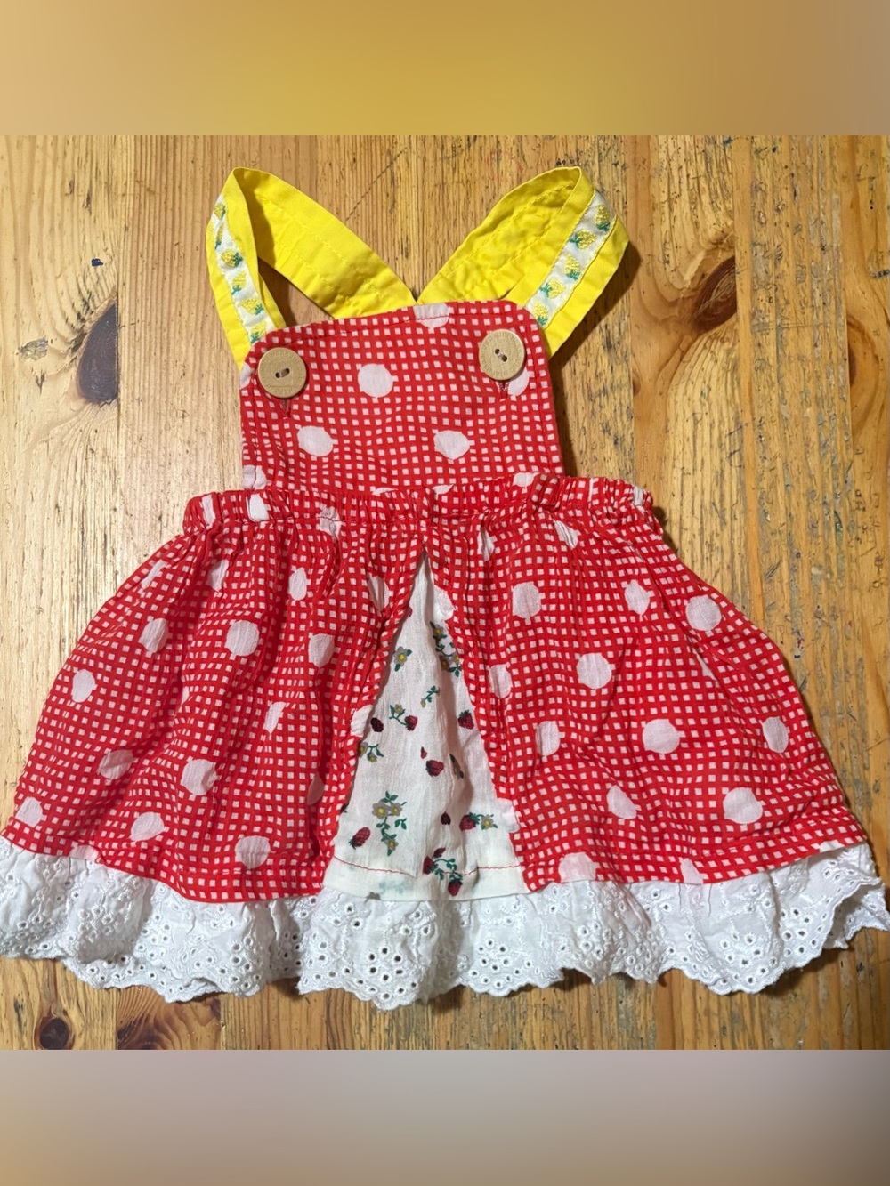 Harajuku Mini Gwen Stefani Strawberry Gingham Kawaii Pinafore Apron Dress SZ. 6M